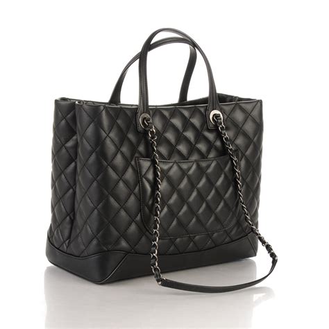 chanel shopping bag grained calfskin|chanel black quilted caviar handbag.